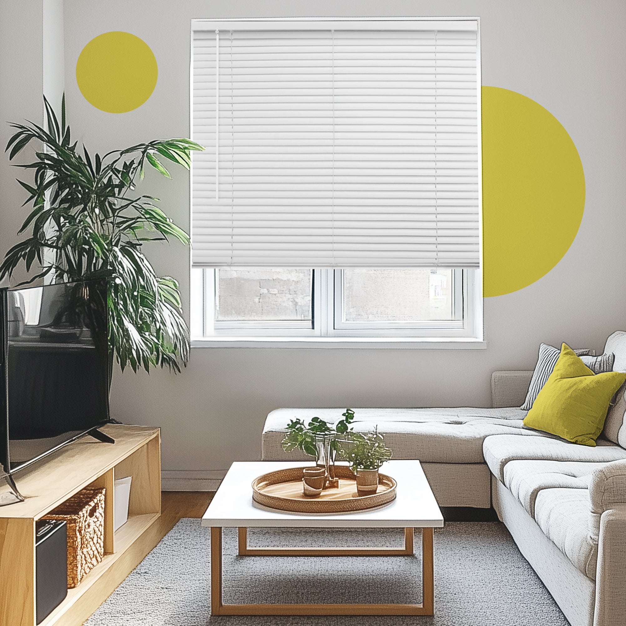 Mini Blinds – Blackout, 1" Slats, Misty White, 84" Height