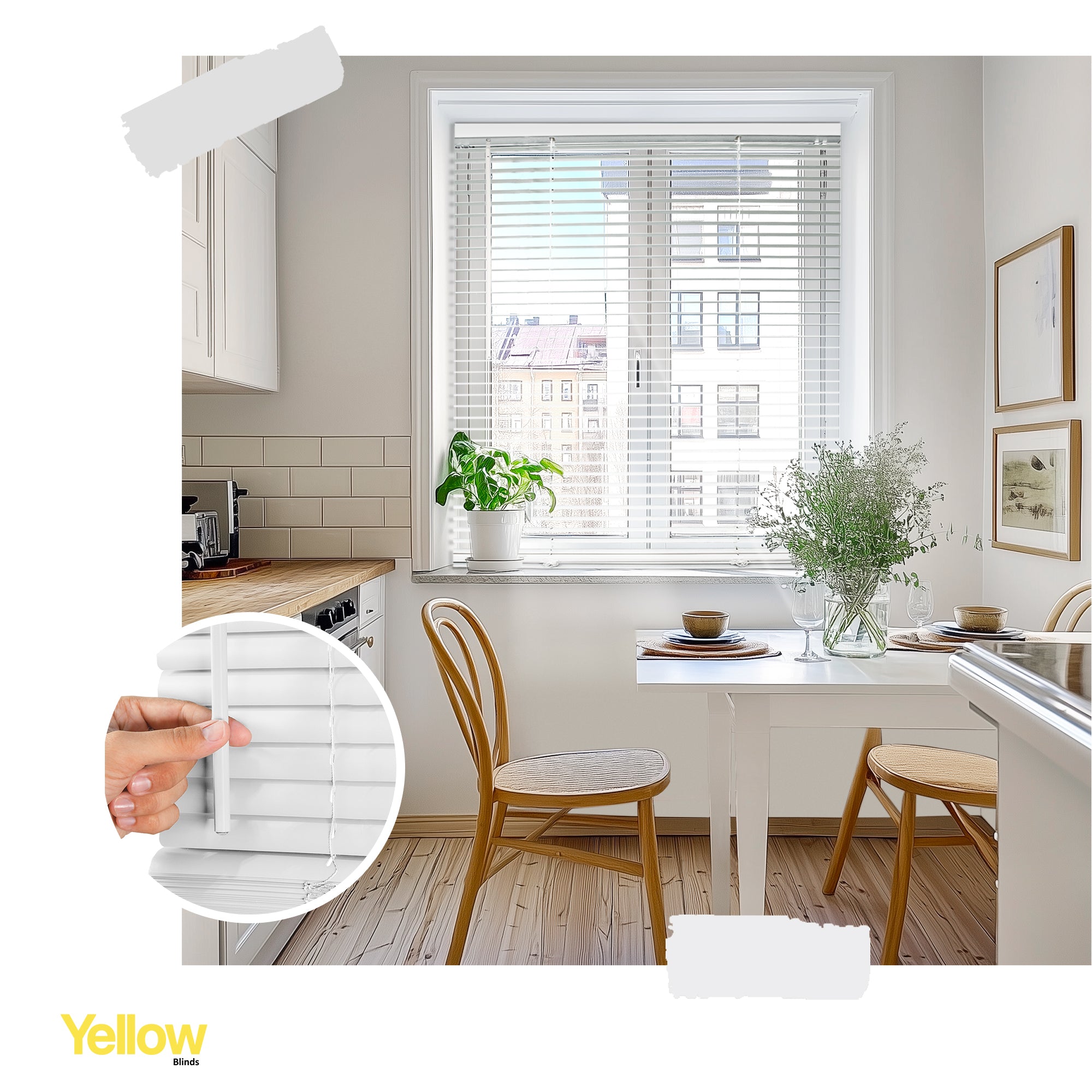 Mini Blinds – Blackout, 1" Slats, Misty White, 84" Height
