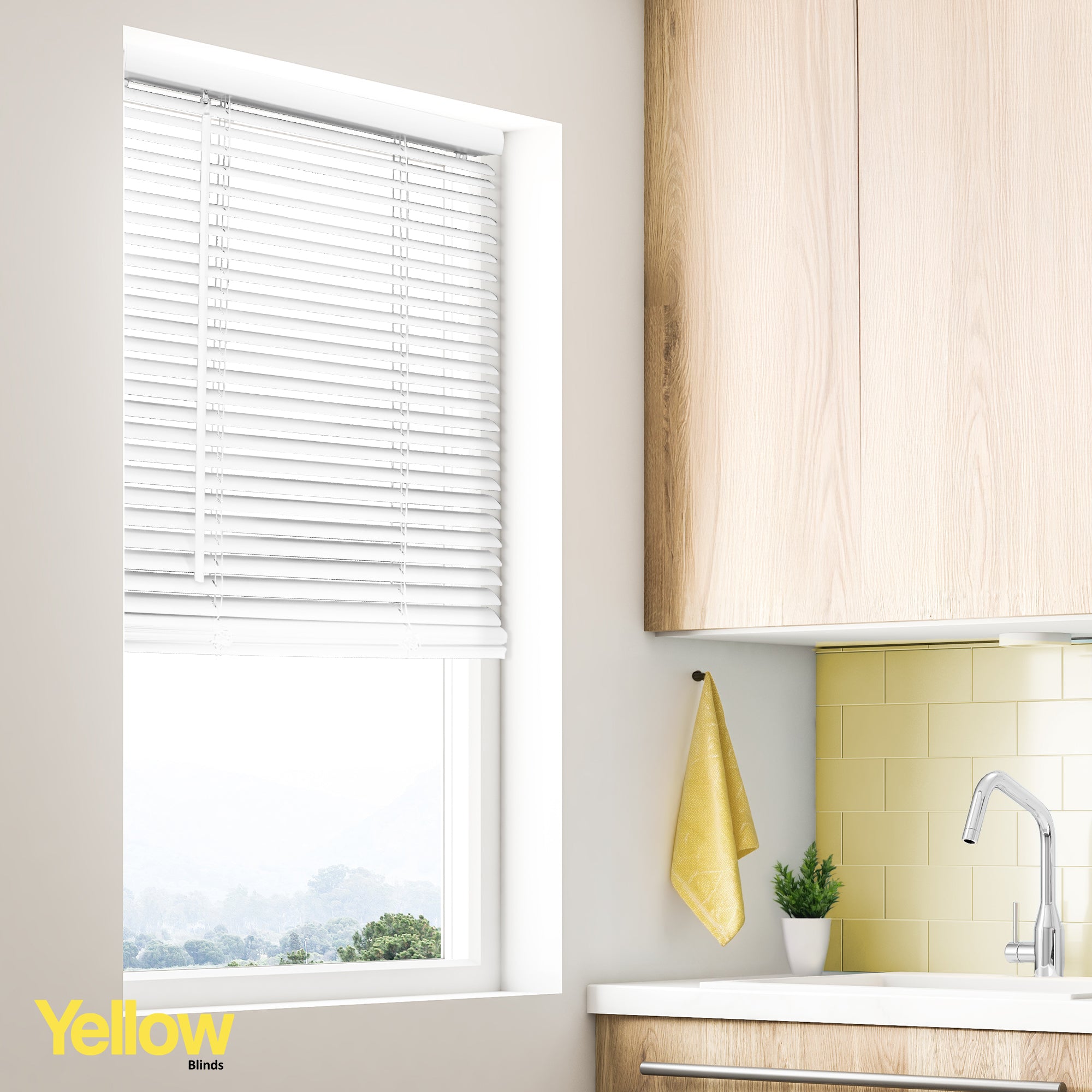 Mini Blinds – Blackout, 1" Slats, Misty White, 84" Height