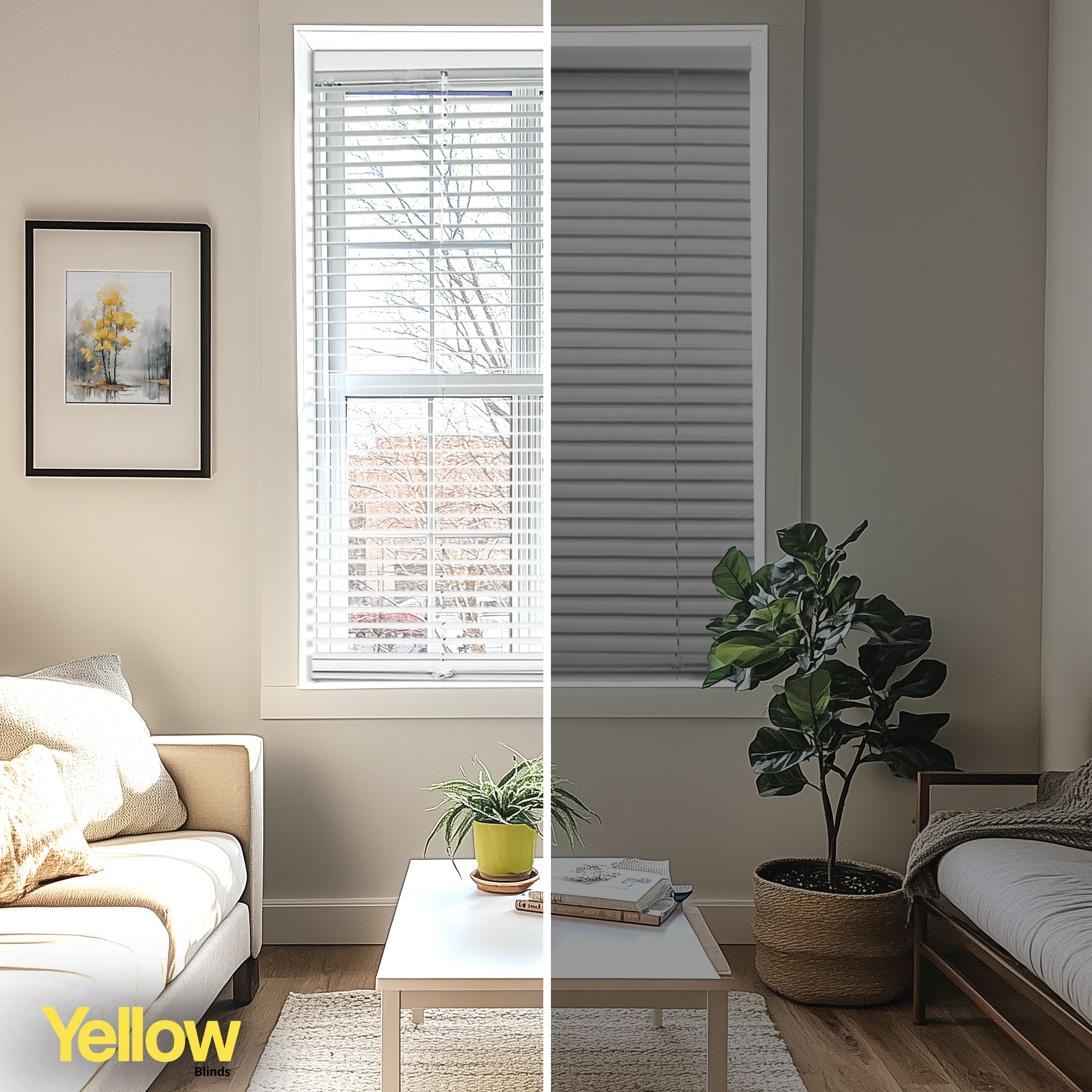 Mini Blinds – Blackout, 1" Slats, Misty White, 84" Height