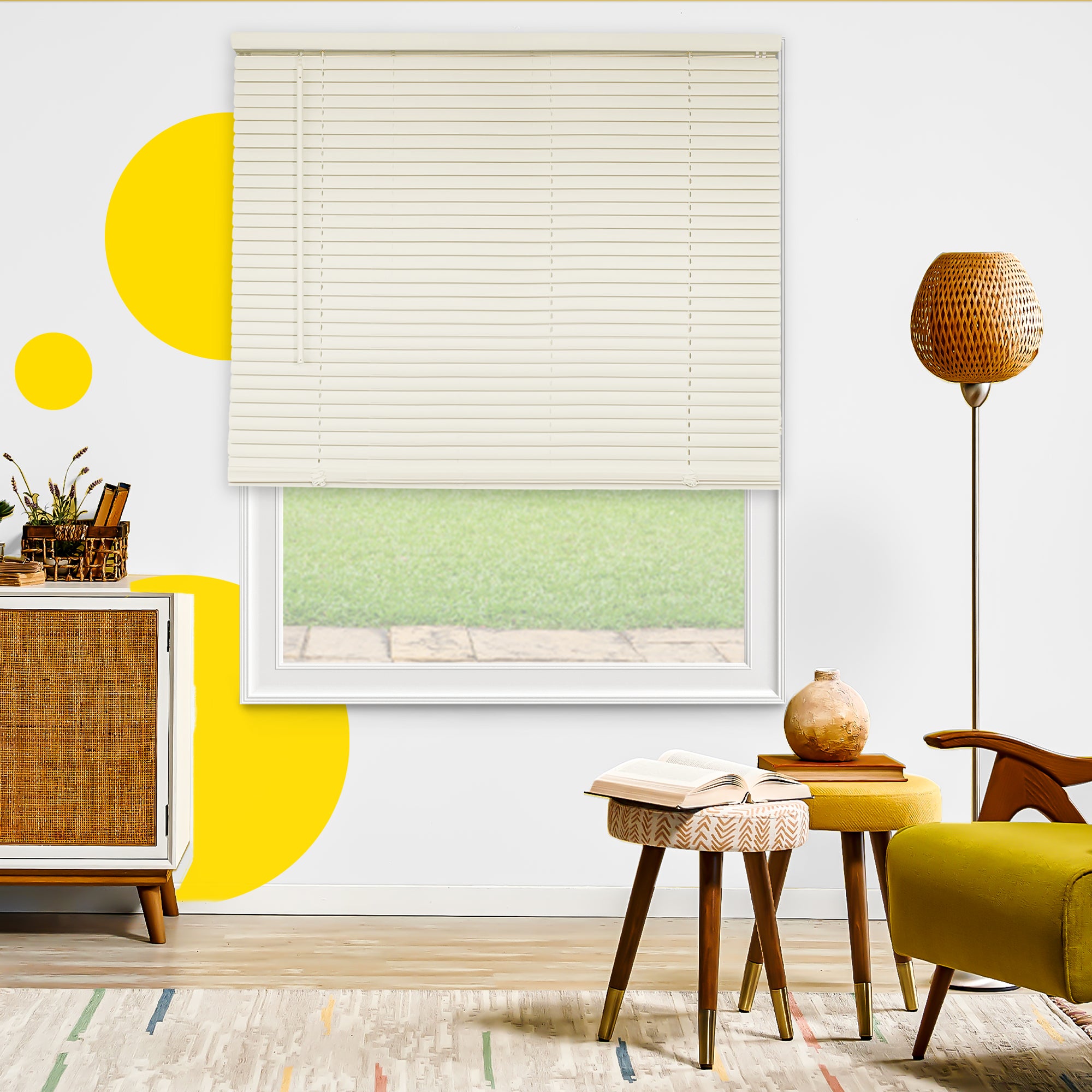 Light Filtering | Cordless | Grand Off-White Mini Blinds | 48-INCH HEIGHTS