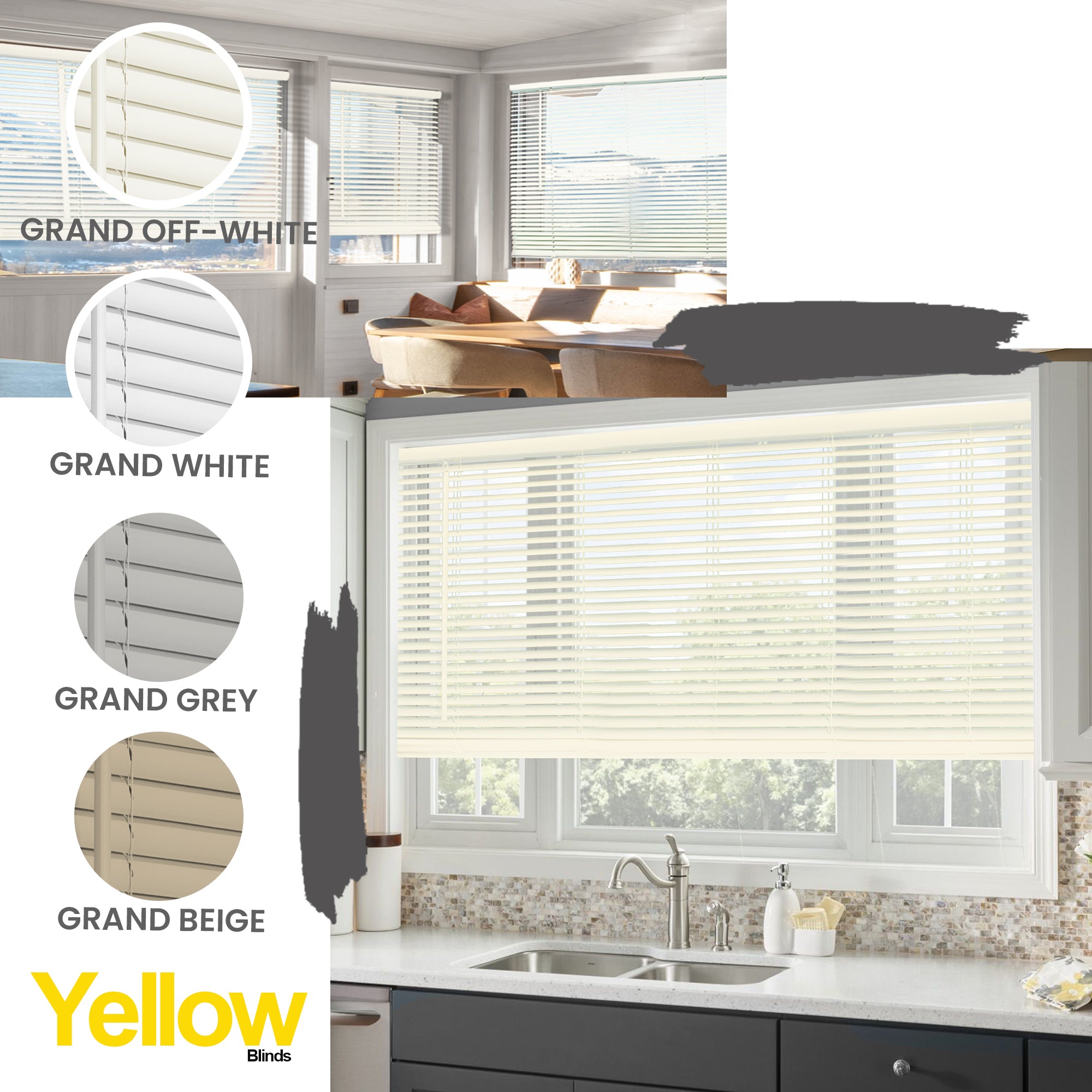 Light Filtering | Cordless | Grand Off-White Mini Blinds | 84-INCH HEIGHTS