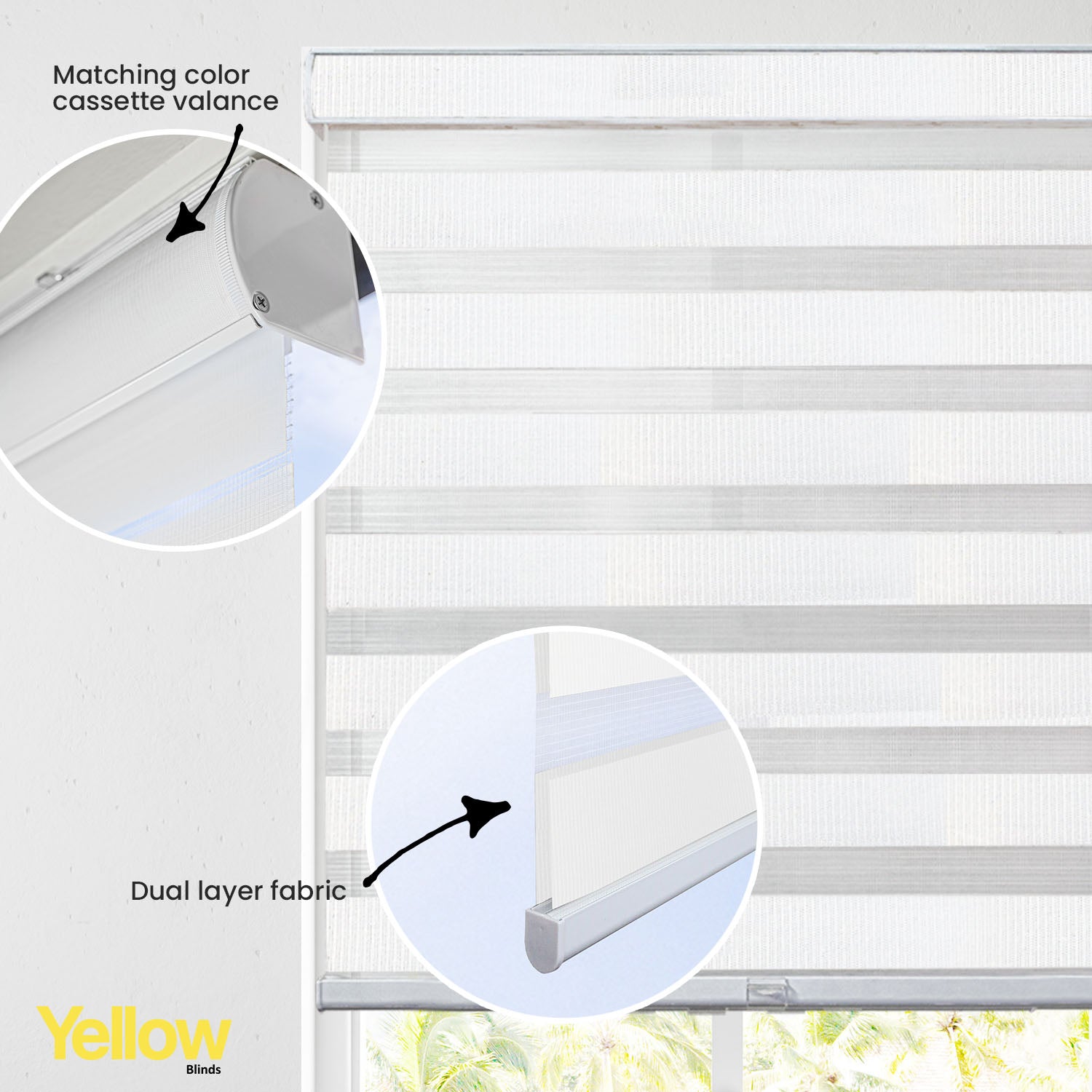 Zebra Shades - Light Filtering, Burton Arctic – Yellow Blinds Co.