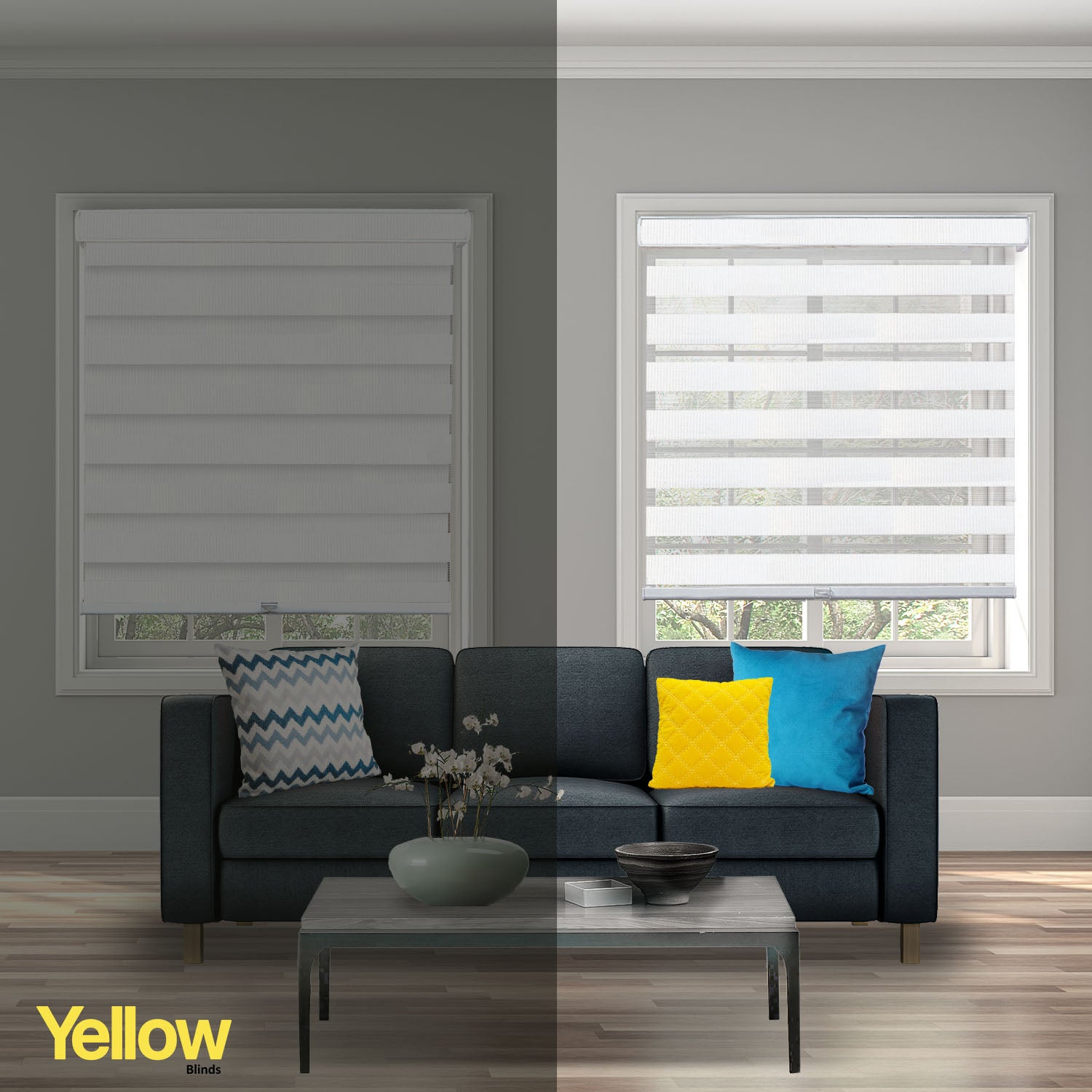 Zebra Shades - Light Filtering, Burton Arctic – Yellow Blinds Co.