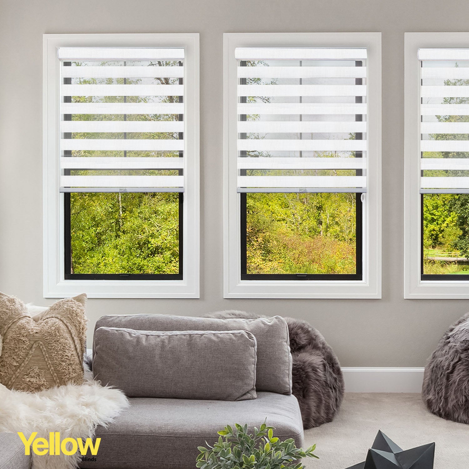 Zebra Shades - Light Filtering, Burton Arctic – Yellow Blinds Co.