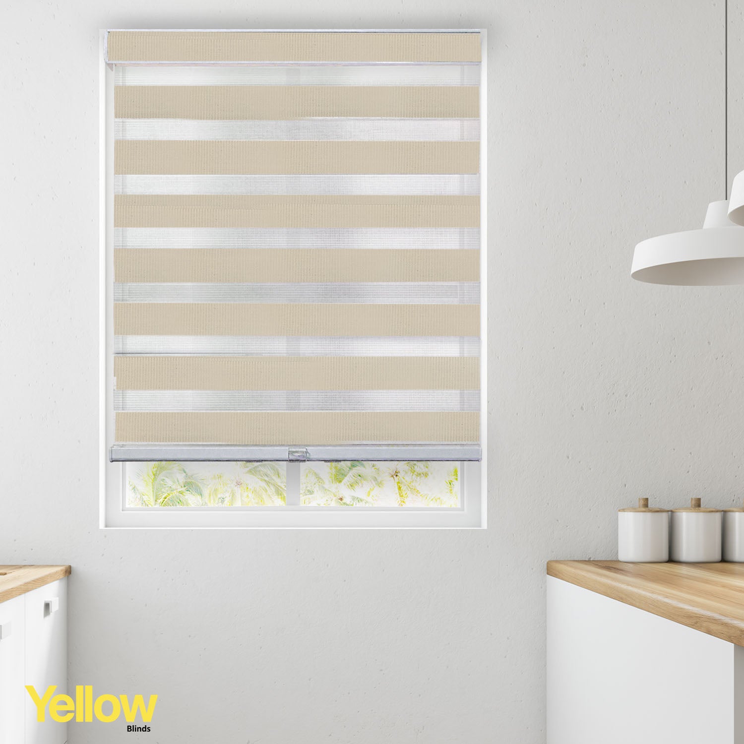 Cordless | Zebra Roller Shades | Burton Pearl – Yellow Blinds Co.